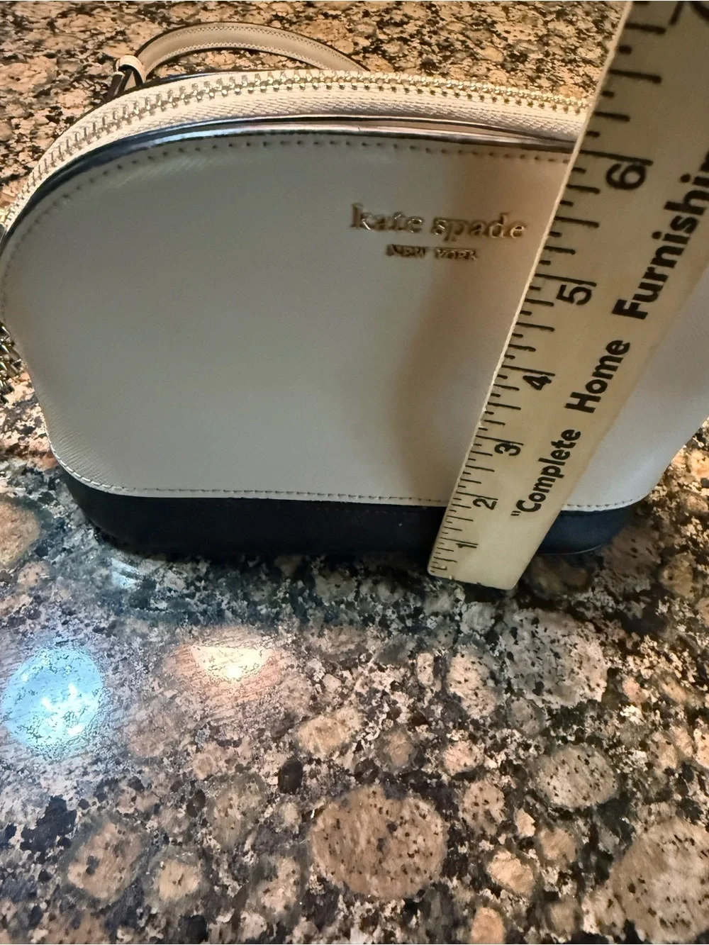 kate spade Two-Tone Beige and Black Dome Crossbody with Gold Chain